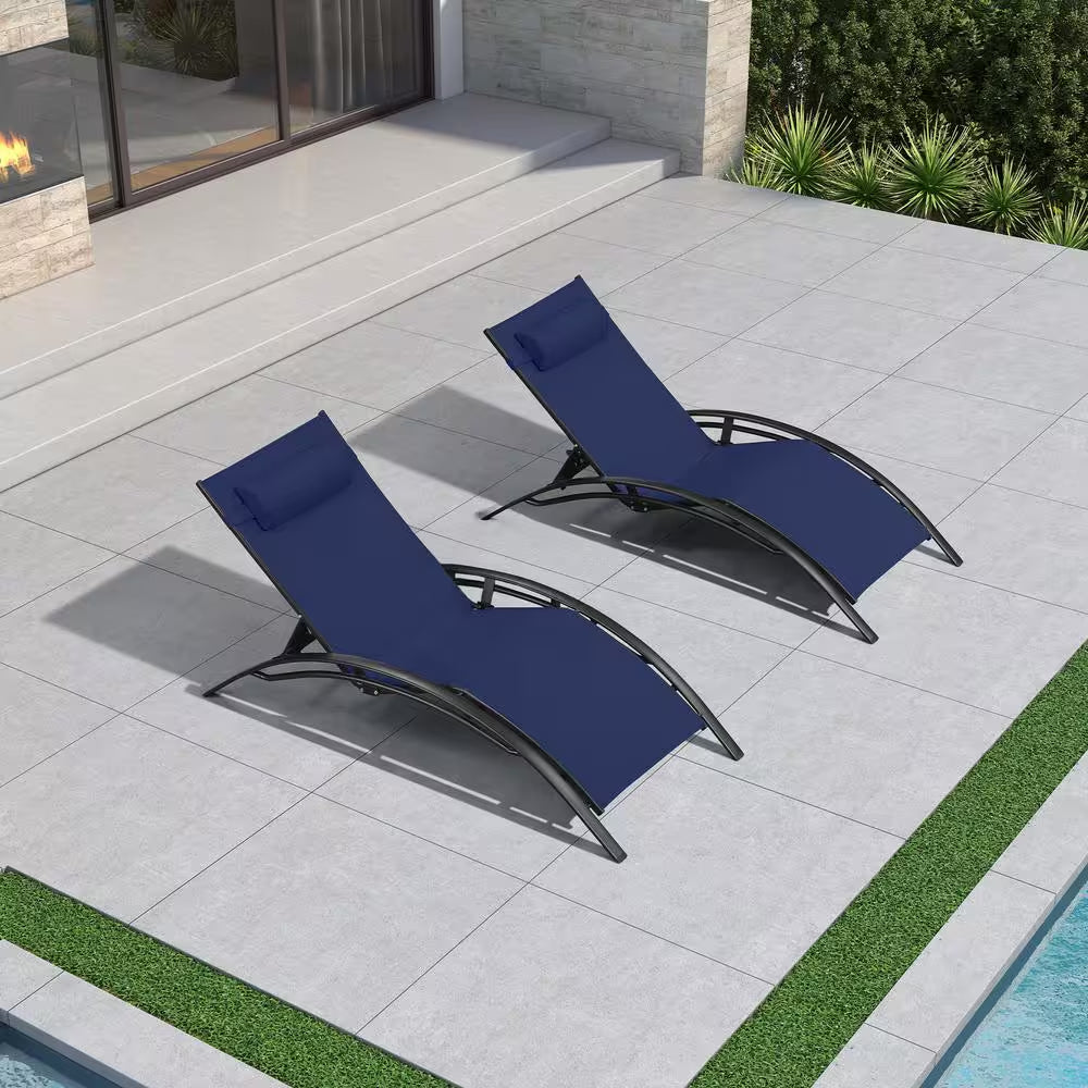 Oversized Outdoor Chaise Lounge Metal Beach Pool Sunbathing Lawn Lounger Recliner Chair