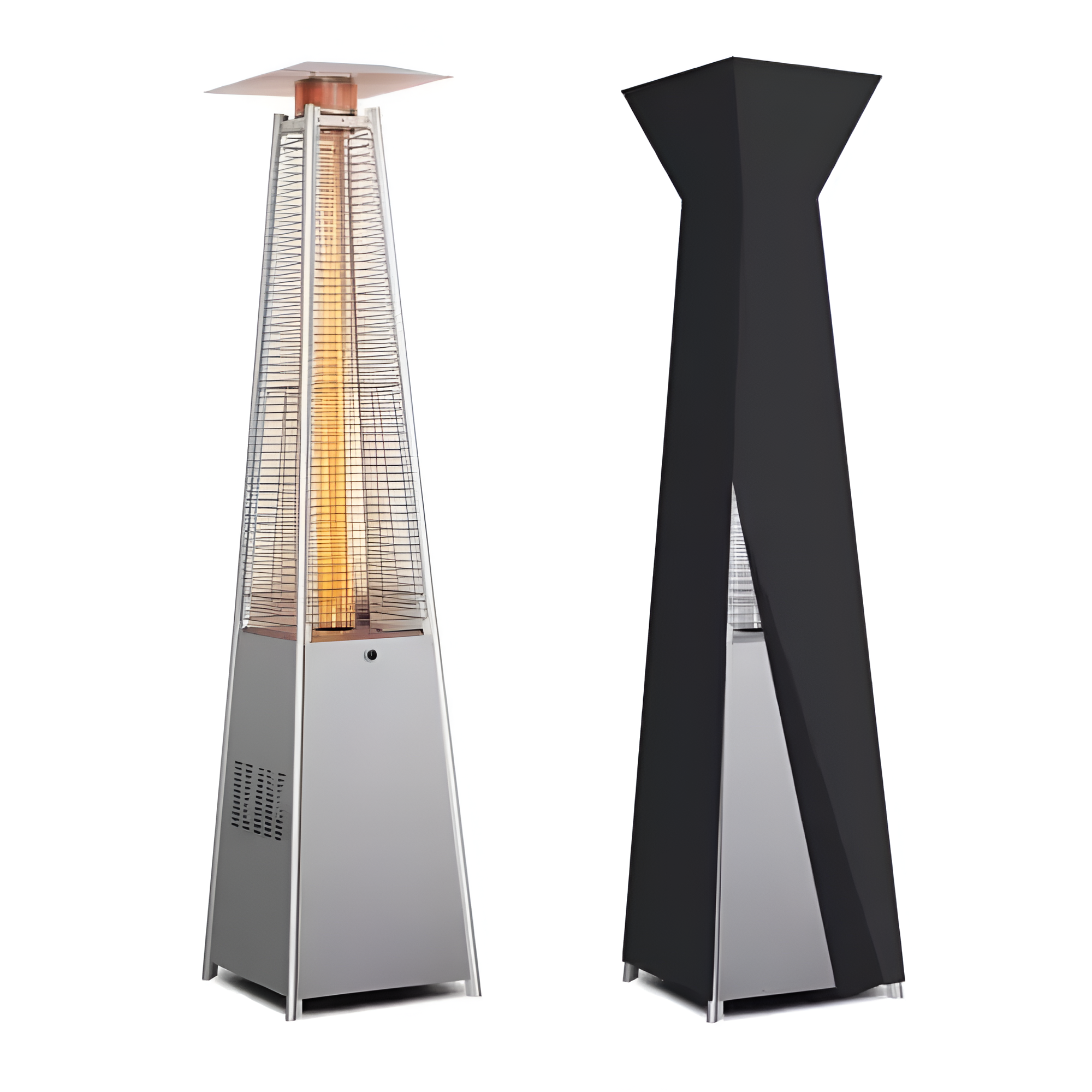 48,000 BTU Steel Propane Pyramid Patio Heater with Cover and Wheels