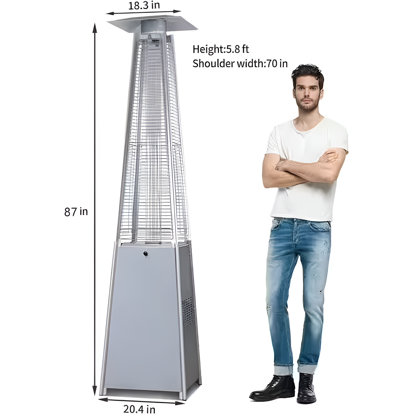 48,000 BTU Steel Propane Pyramid Patio Heater with Cover and Wheels