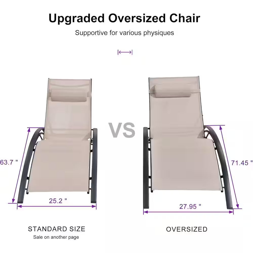 Oversized Chaise Lounge Outdoor Beach Pool Sunbathing Lawn Lounger Recliner Chair